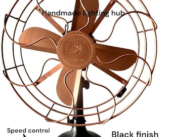 Ventilador de mesa retro de latón y cobre: Ventilador de escritorio oscilante de 22 pulgadas.