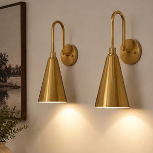 Mid-Century Modern Wall Sconce  Brass & Brown Handmade Wall Lamp