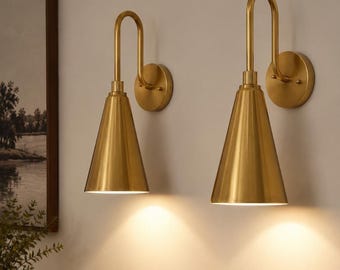 Mid-Century Modern Wall Sconce  Brass & Brown Handmade Wall Lamp