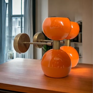 Mid-Century Modern Orange Wall Sconce Double Brass Vanity Light Handmade Wall Lamp