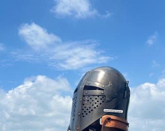 18ga Steel Bascinet Helmet: Battle Ready Medieval Knight Armor