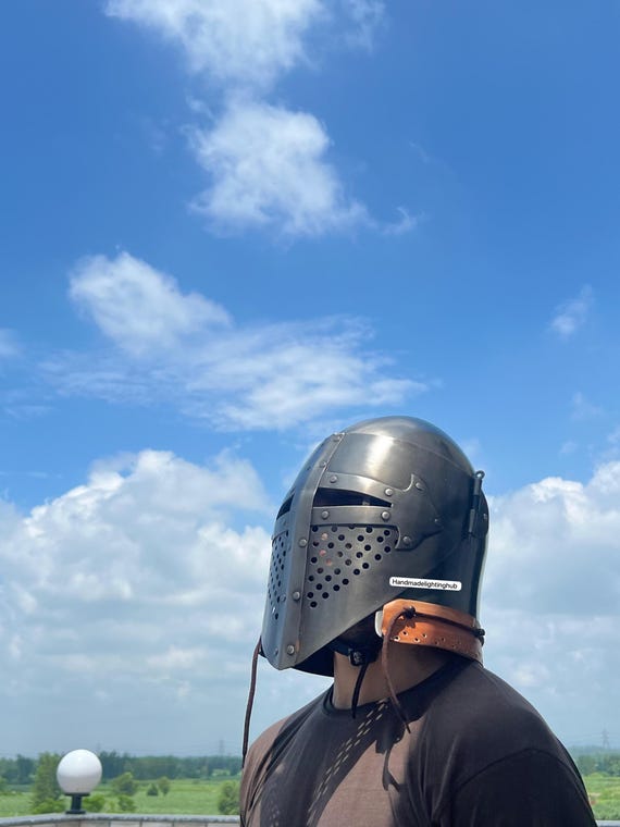 18ga Steel Bascinet Helmet: Battle Ready Medieval Knight Armor