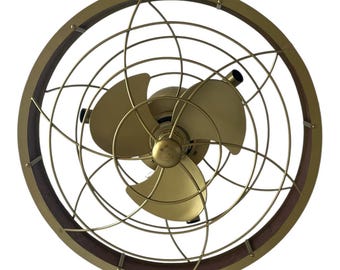 Ventilador de techo industrial con luces: acabado marrón, altura regulable, mando a distancia.