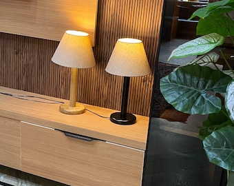Table Lamp wooden tripod and Jute shade for Bedroom