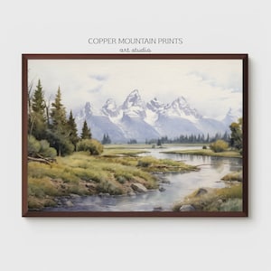 Grand Teton Panorama: Ein Aquarellgemälde, Samsung Frame TV, Meural II, Lenovo Smart Frame, Digitaler Download, Frame TV, Canvia Smart