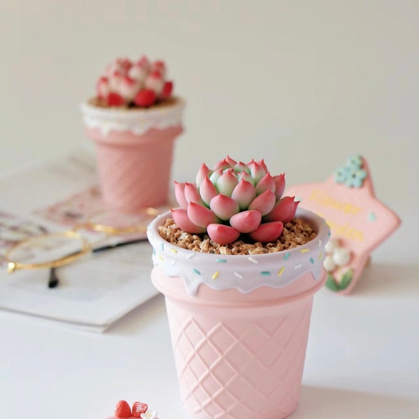 Cute hand-made planter ice cream cone pot gift for ice cream lover high quality hand made ceramic planter
