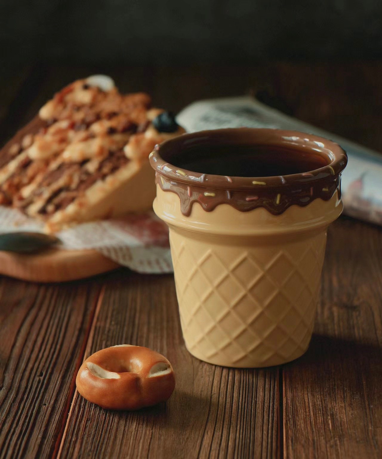 Cute Handmade Mug Ice Cream Cone Shaped Cup for Ice Cream Lover Gift