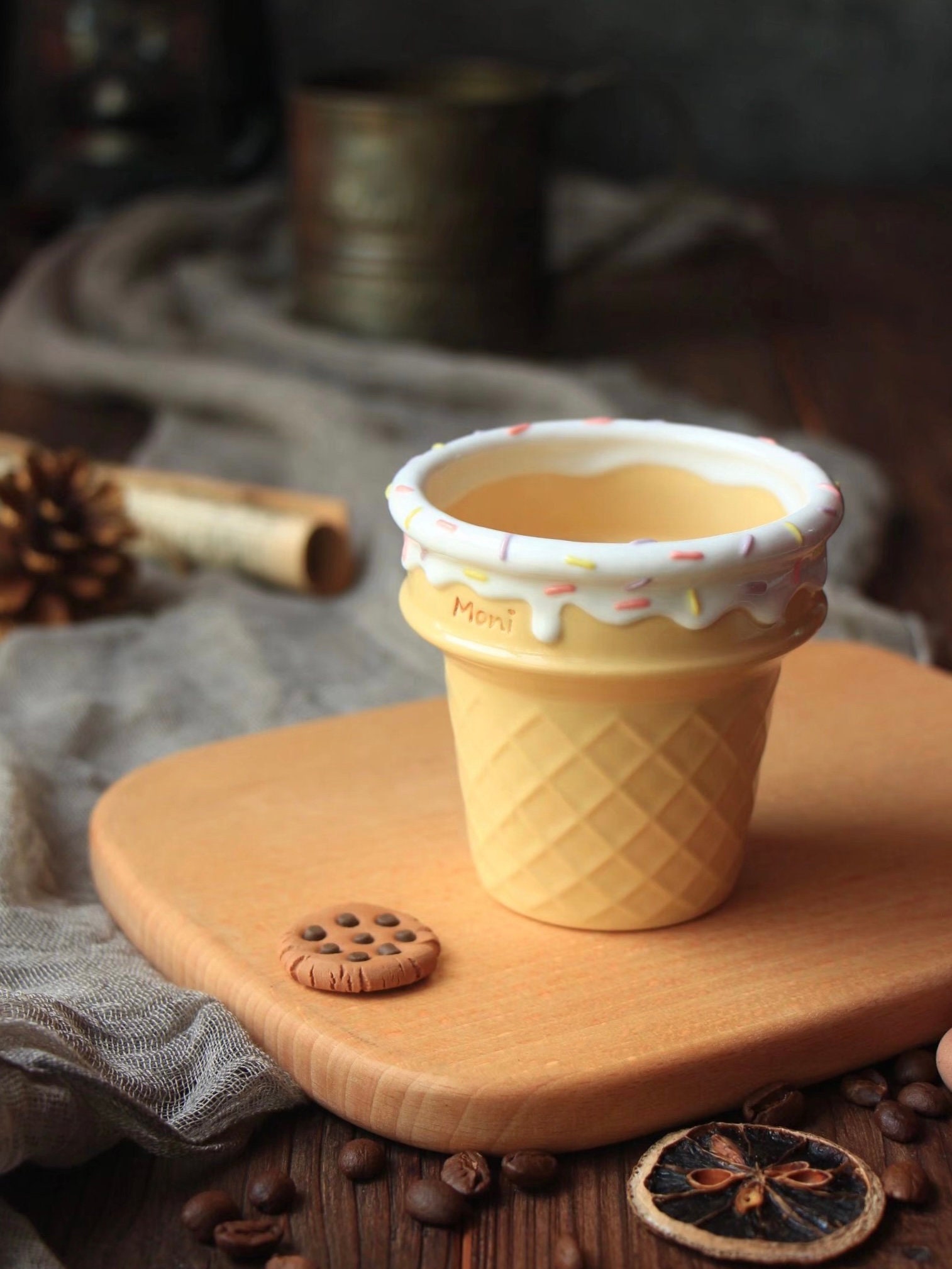 Cute Handmade Mug Ice Cream Cone Shaped Cup for Ice Cream Lover Gift