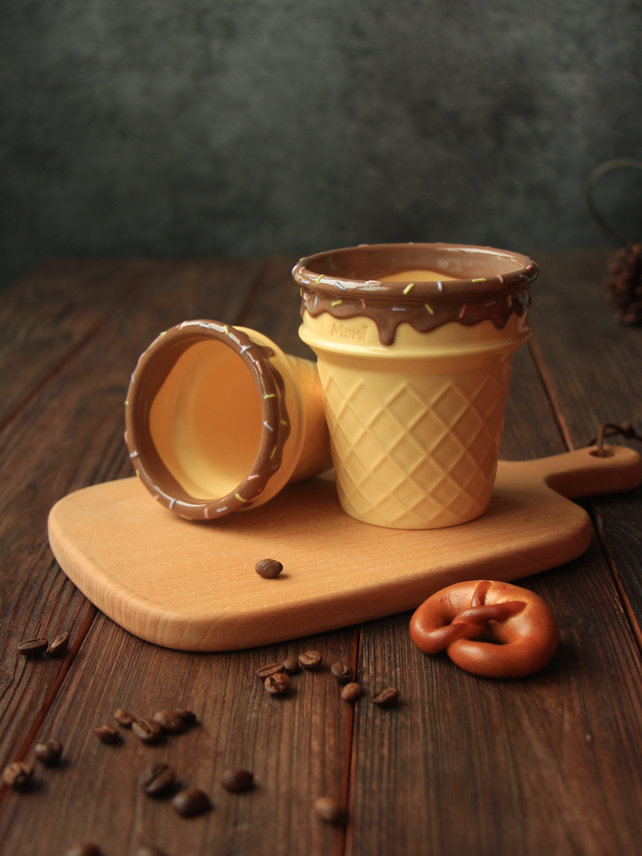 Cute Handmade Mug Ice Cream Cone Shaped Cup for Ice Cream Lover Gift