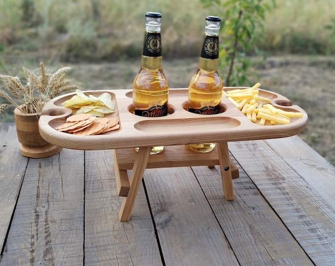 Portable Beer and Wine Table for Beach and Backyard Parties
