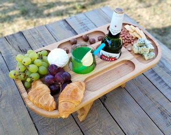 Rustic Wooden Beer Bottle Holder - Personalized Gifts for Picnic Tables