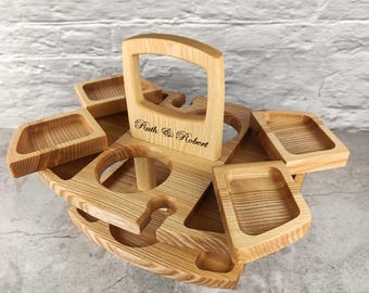 Handcrafted Wine Serving Tray with Glass Holders – Perfect for Wine & Charcuterie