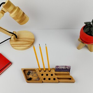 Conjunto de organizador de mesa, organizador de escritório de madeira, acessórios de mesa, gaveta de mesa