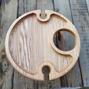 Wine Stand, Natural Wine Table, Outdoor Wine Table, Wine Lover Gift, Round Wine Table, Wooden Table, Camping Table, Patio Table, Portable Wine Table, Mini Wine Table, New Home Gift, Birthday Gift, Wine Gift