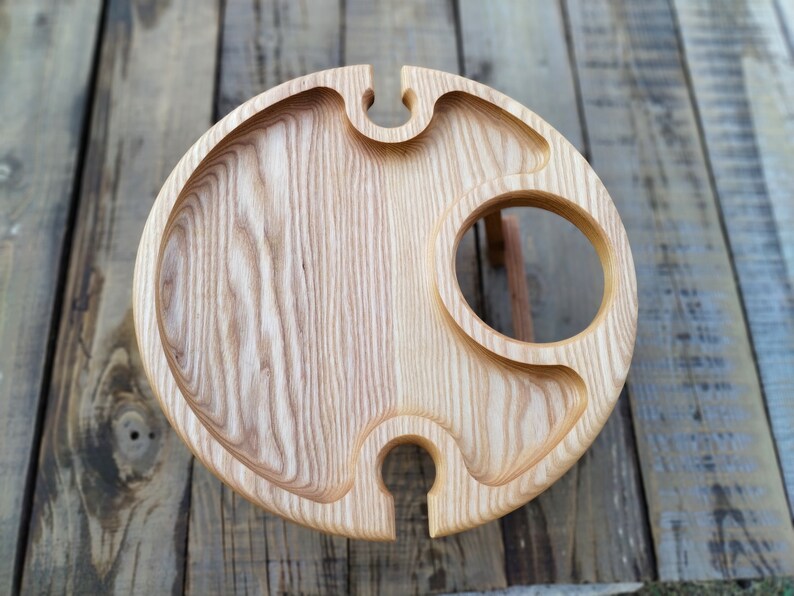 Wine Stand, Natural Wine Table, Outdoor Wine Table, Wine Lover Gift, Round Wine Table, Wooden Table, Camping Table, Patio Table, Portable Wine Table, Mini Wine Table, New Home Gift, Birthday Gift, Wine Gift