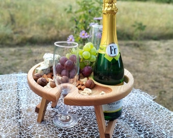 Outdoor Wine Stand - Round Wooden Table for Wine Lovers