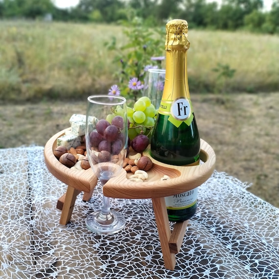 Outdoor Wine Stand - Round Wooden Table for Wine Lovers