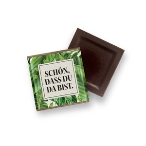 Mini cioccolato "È bello che tu sia qui" regalo per gli invitati al matrimonio | compleanno | Battesimo cioccolato | Biologico | Vegano | Decorazione della tavola | Regalo di cioccolato