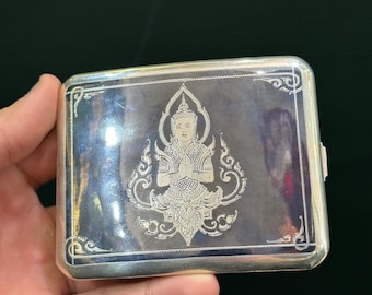 Antique Thai Silver Cigarette Box, Cigarette Case, 1900s