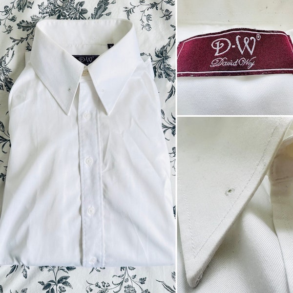 1940s Reproduction Spearpoint Collar!!! Men’s Dress Shirt | DAVID WEJ | Vintage Style | Size 15 | Pin Collar