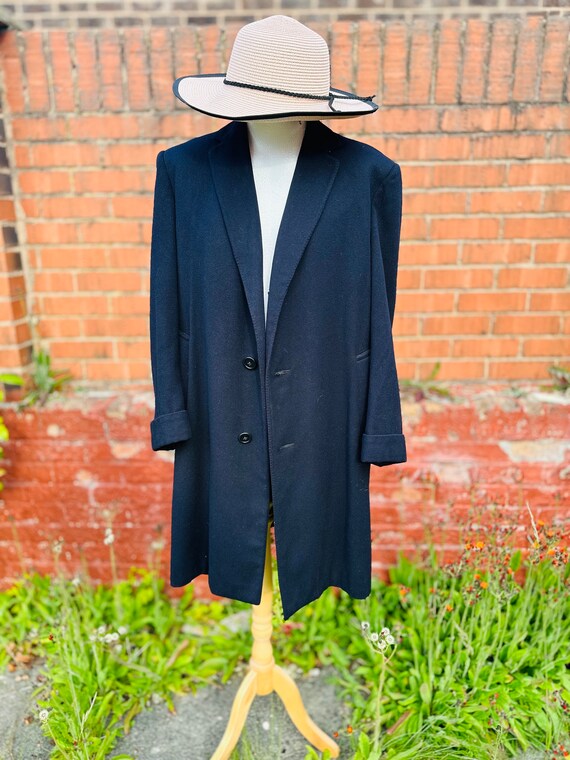 1960s Navy Wool Cardigan Coat with Belted Back