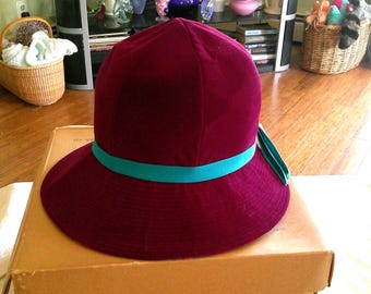 Handmade Dark Blue Velvet Reversible Bucket Hat Reversible Bucket Hat Black Bandana and Blue Velvet Bucket  main image 2