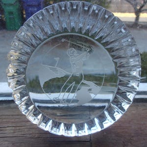Galway Irish Crystal Paperweight Etcher Golfer Original Tag