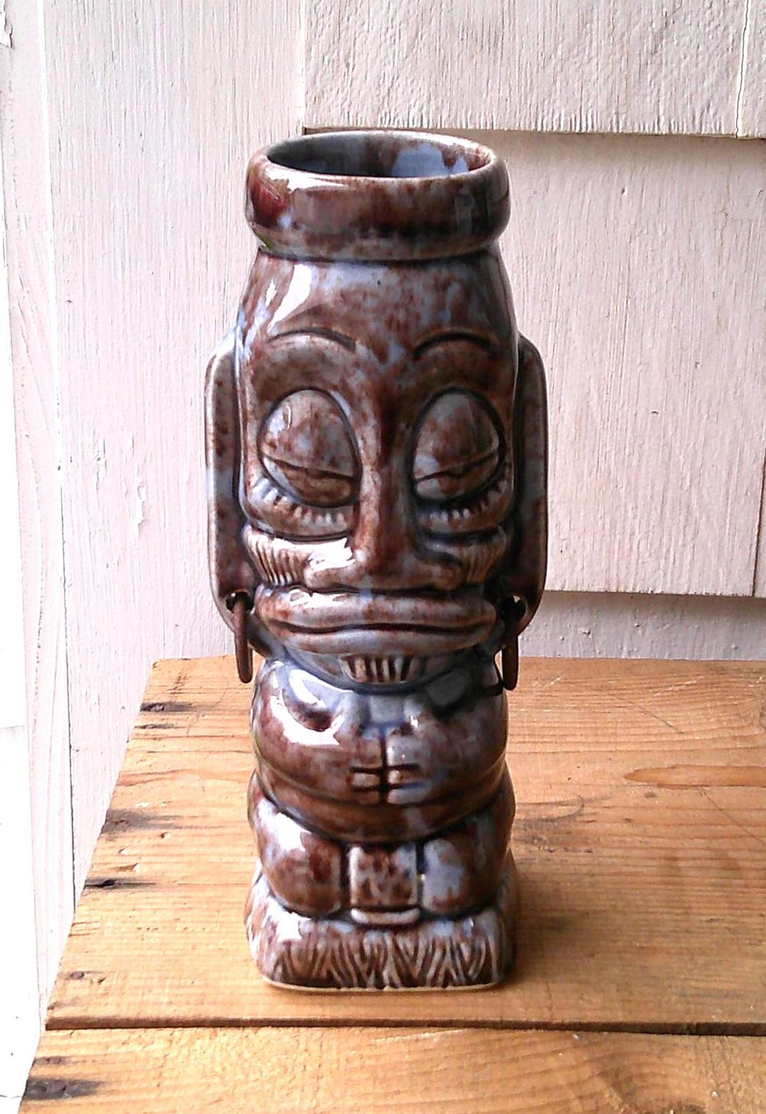 Tiki Farm Kula Tiki Mug Mystic Blue Brown Year 2000 Squid Design