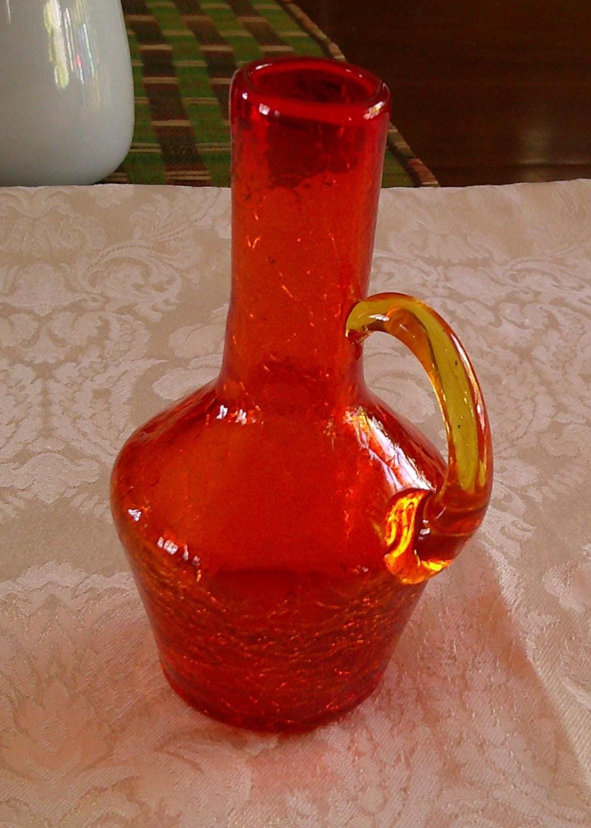 ヴィンテージ オレンジ タンジェリン アンベリーナ クラックル ガラス