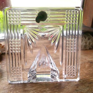 Waterford Crystal Square Desk Stand Paperweight Signed and Sticker Vintage