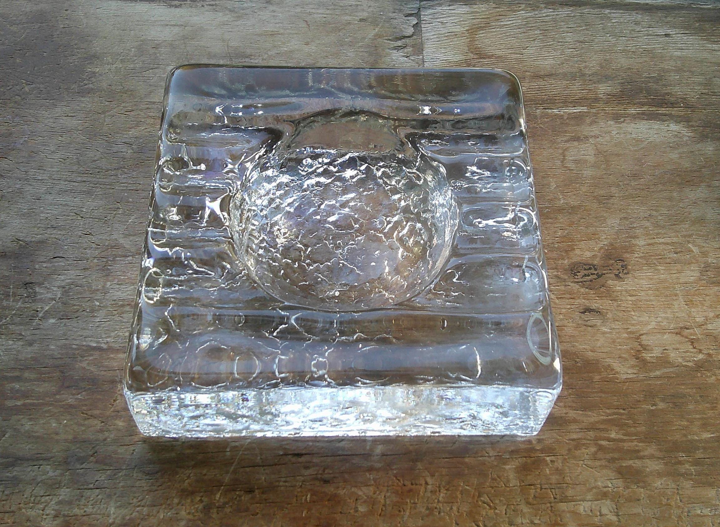 Kosta Boda Leaded Textured Glass Ice Ashtray Rolf Sinnemark