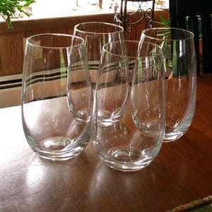 Villeroy & Boch Crystal Wine Water Ice Tea Stemless Glasses 5 3/4&quot; Set of 4 Signed