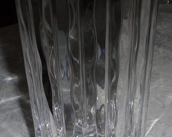 Marquis Waterford Crystal Vase Ribbed / Ripple Oval 8.5" Tall Vertical Lines Signed