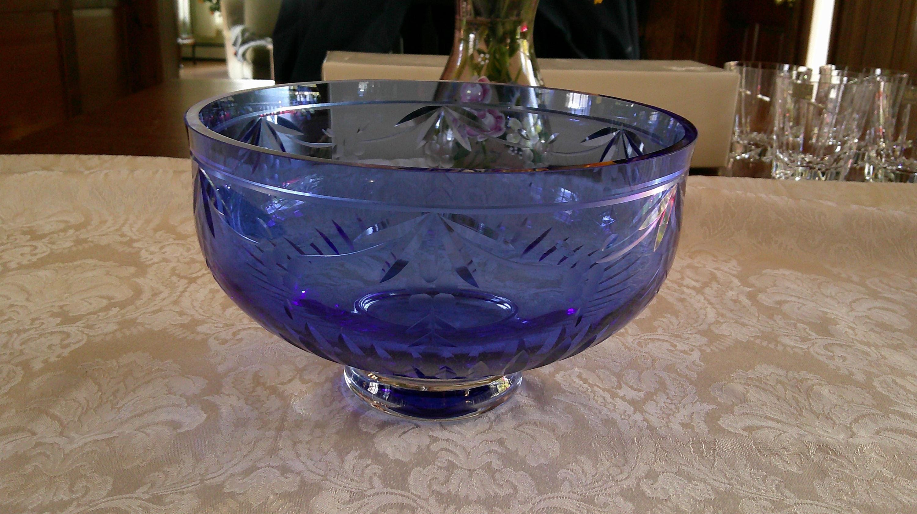 Reed & Barton ~ Miller Rogaska Cobalt Blue Cut Crystal Bowl 7 3/4