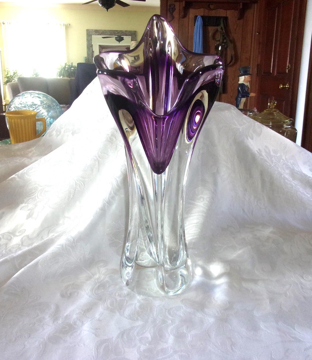 Stunning Murano Alfredo Barbini Sommeroso Art Glass Vase Purple to