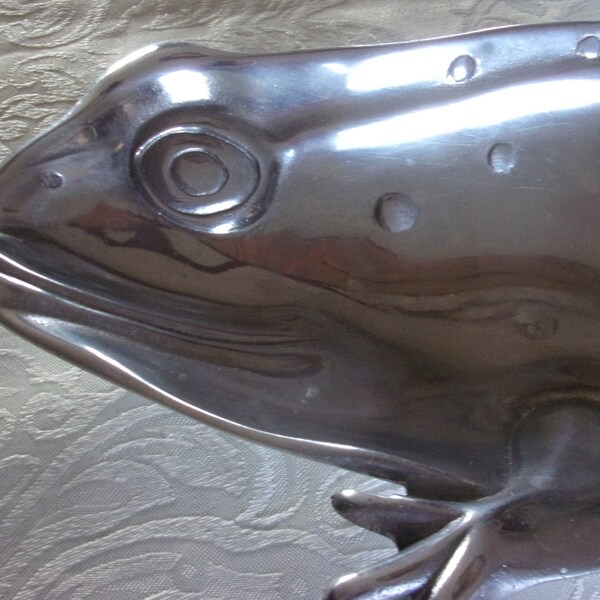 MARIPOSA BRILLANTE Polished Aluminum Frog Trinket Key Dish 1999 Mexico