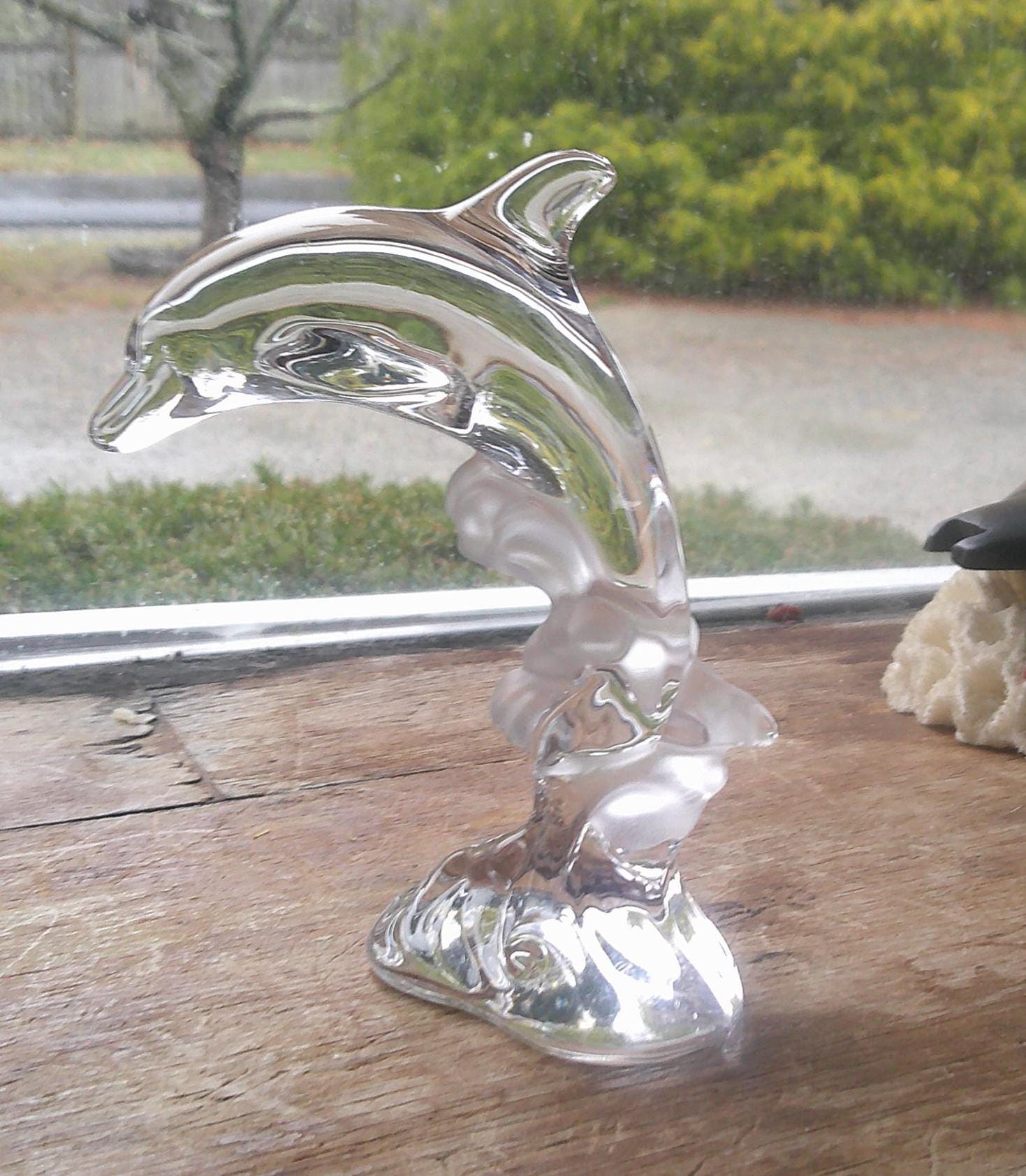 Lenox 1995 German Lead Crystal Dolphins Jumping Frosted Waves