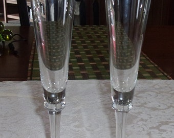Crate & Barrel SPENCER Clear Champagne Flutes Glasses NWT 11"