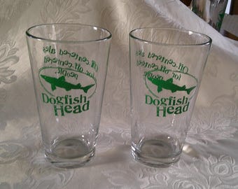 2 Dogfish Head Pint Glasses 16 oz Off Centered Ales for Off Centered People NEW
