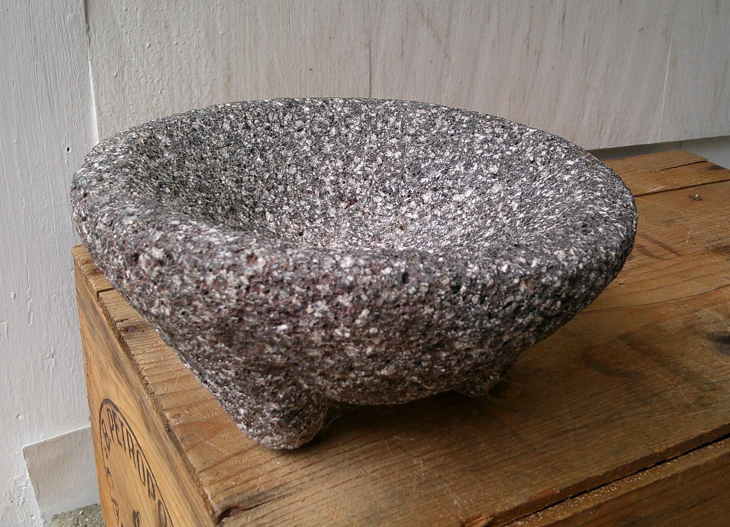 Molcajete Mortar 8"x4" Stone 3 Footed Rough Porous Unused