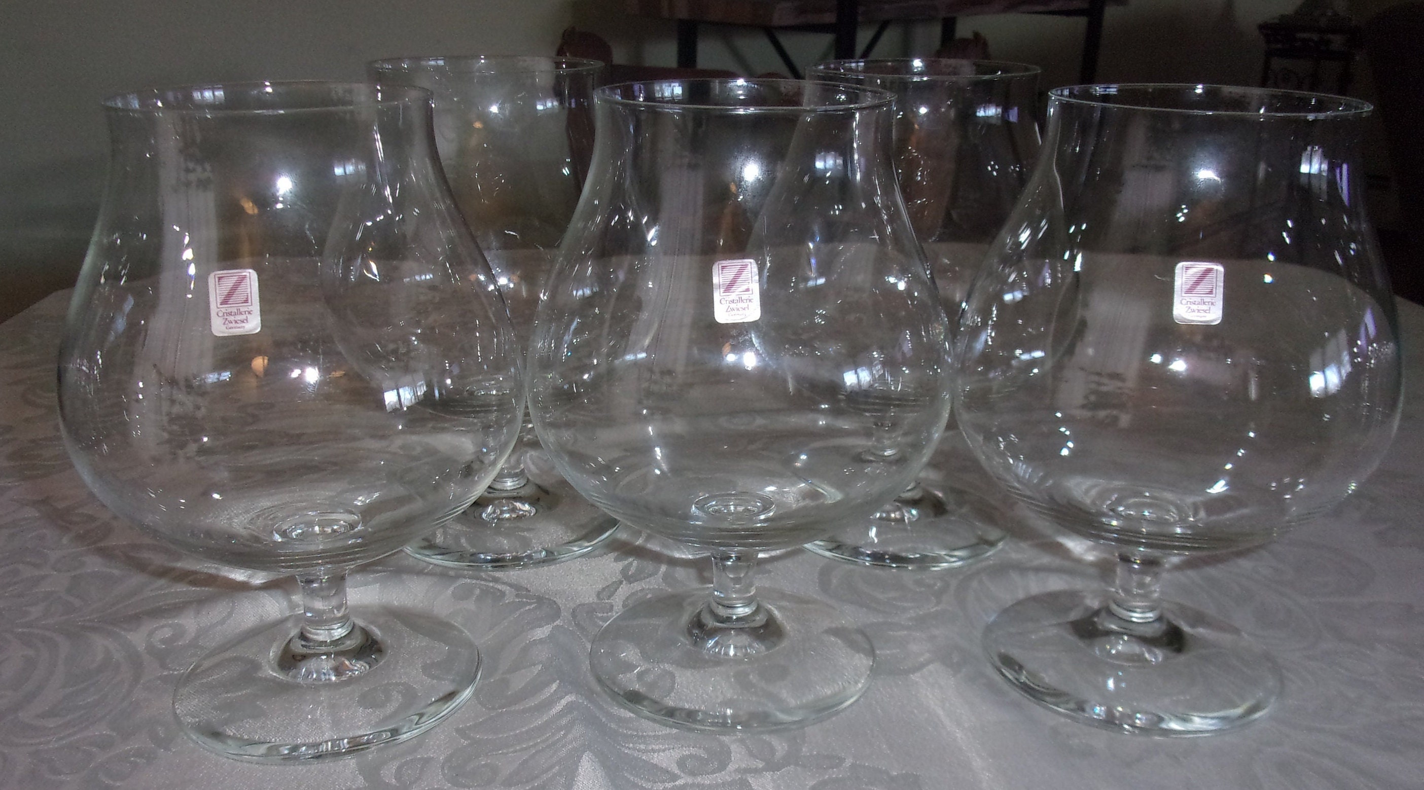 Schott-Zwiesel Clear Crystal Brandy Glasses / Snifters Germany Set of 5 w/ Stickers