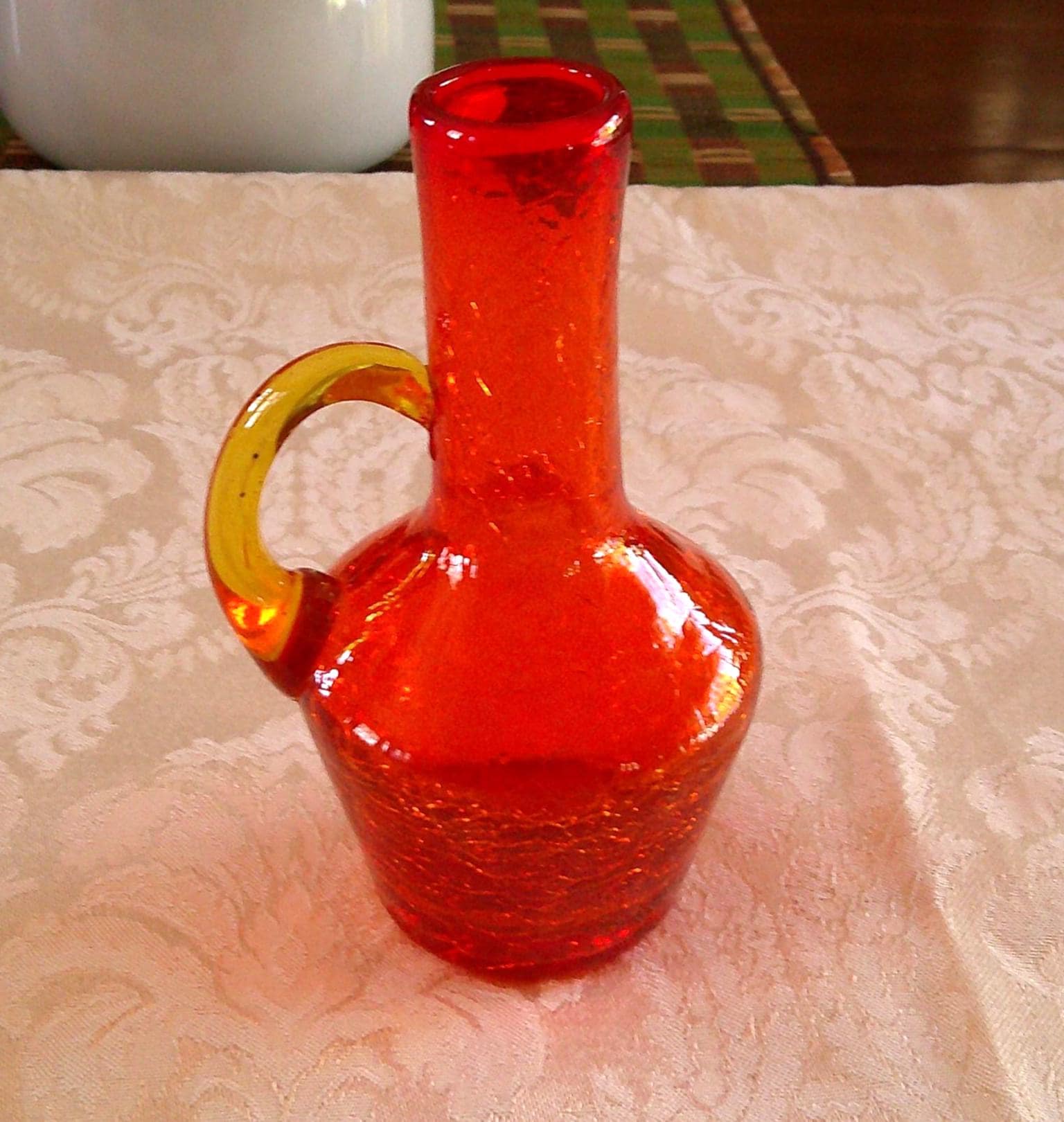 ヴィンテージ オレンジ タンジェリン アンベリーナ クラックル ガラス