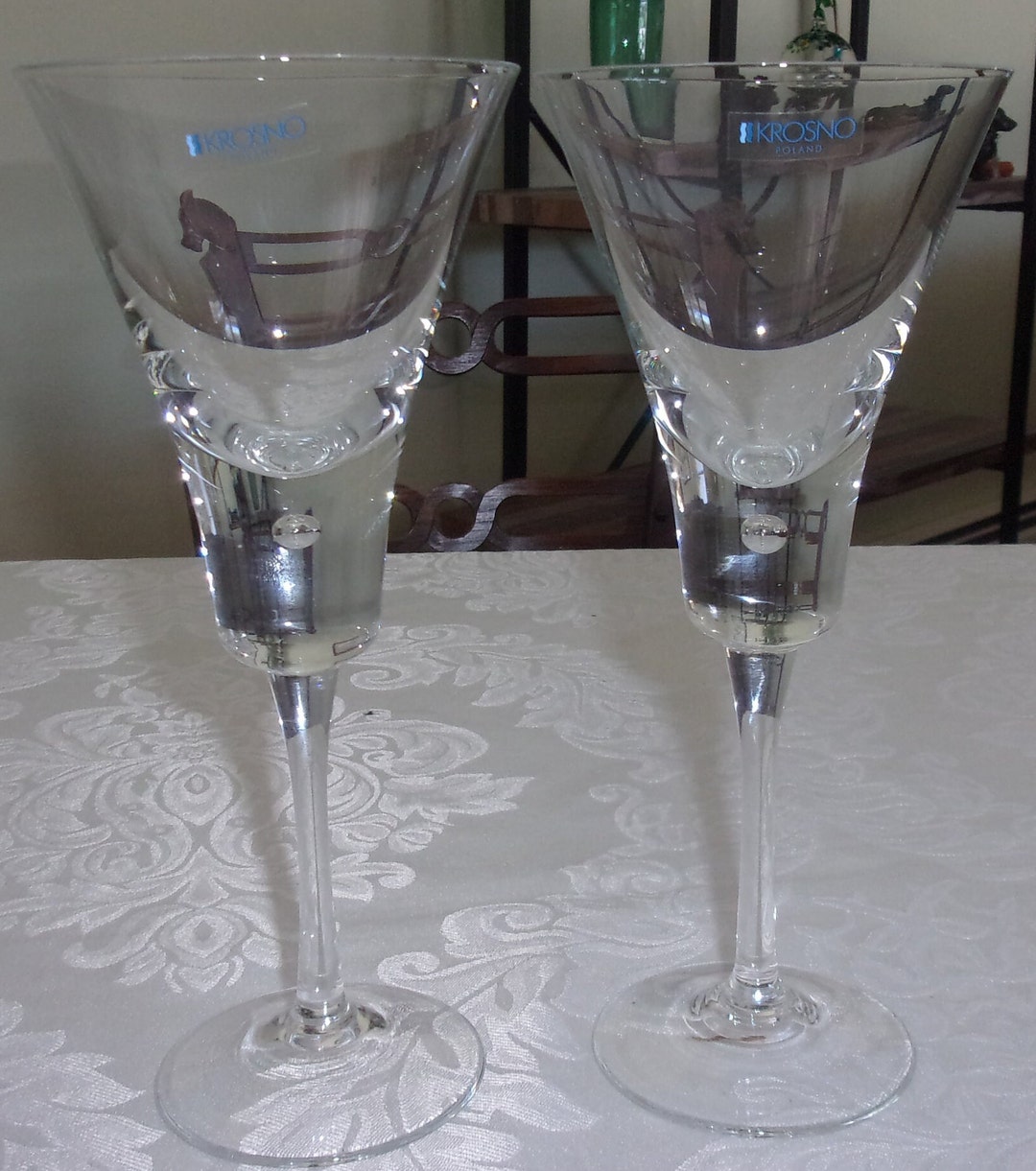 Crate & Barrel Krosno Poland Verve Bubble Stem Wine Glasses 8.5 Tall Set of 2 With Tags Etsy