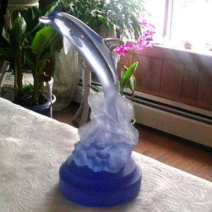 Donjo Blue "LEAPING DOLPHIN" Acrylic Sculpture 8 1/4" Sea of Love Collection