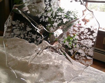 ローズポイント ケンブリッジガラス 脚付きセンターピースボウル 12 3