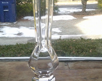 Vintage Sevres France Crystal Vase 9” Tall Clear Pedestal Signed