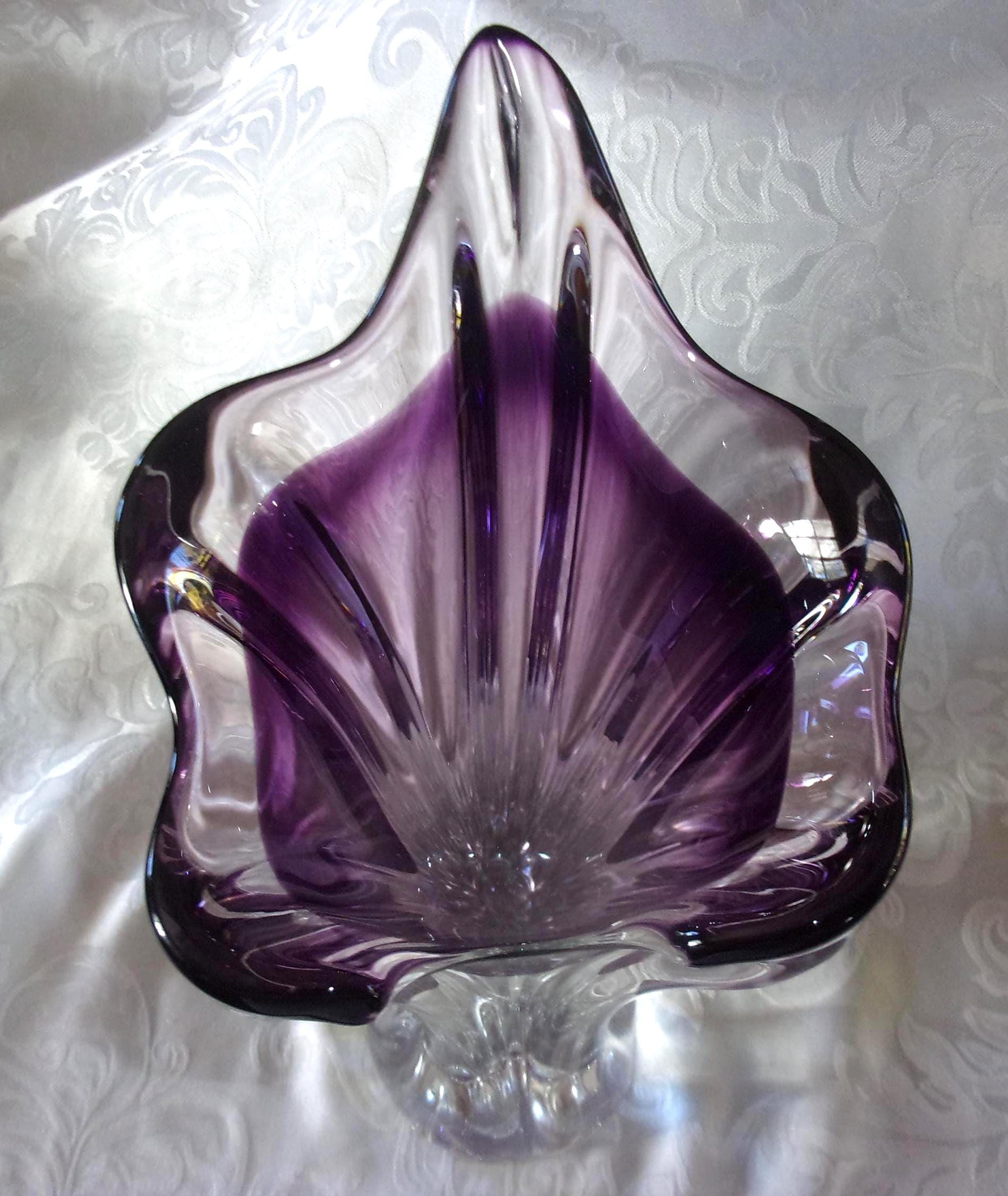 Stunning Murano Alfredo Barbini Sommeroso Art Glass Vase Purple to