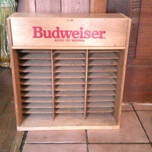 Vintage BUDWEISER Wooden 36 Cassette Tape Holder Wall Mount 17 3/4