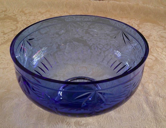 Reed & Barton ~ Miller Rogaska Cobalt Blue Cut Crystal Bowl 7 3/4