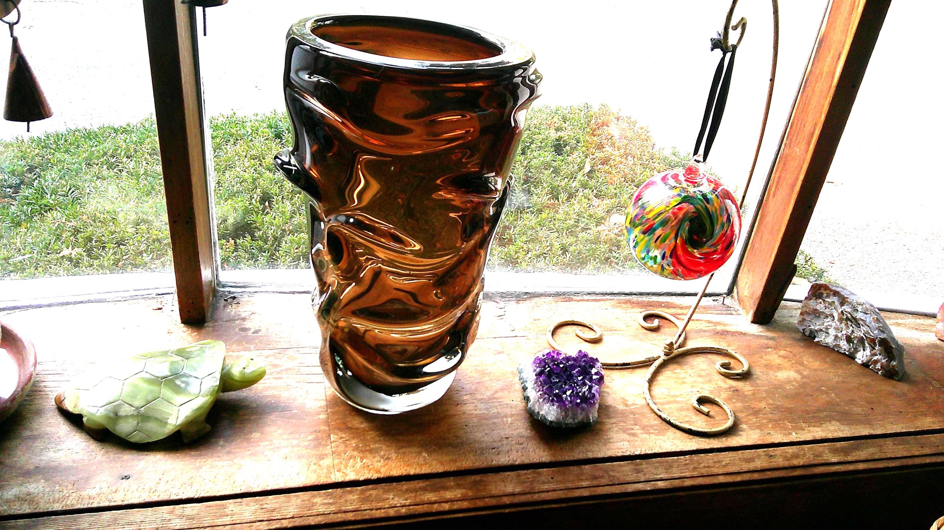 Jacqueline Brown Handblown Art Glass Vase 12